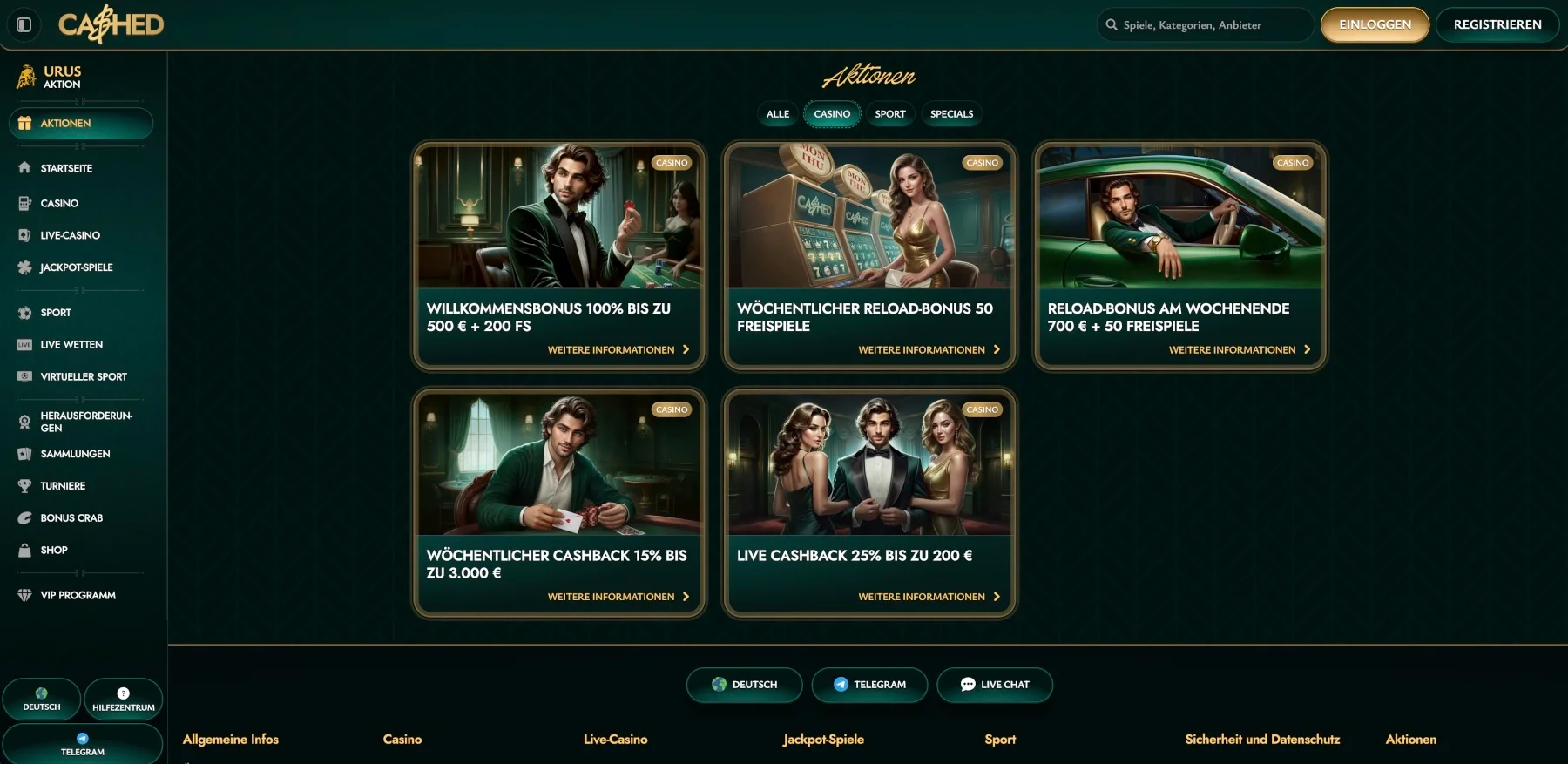 Cashed Casino Aktionen