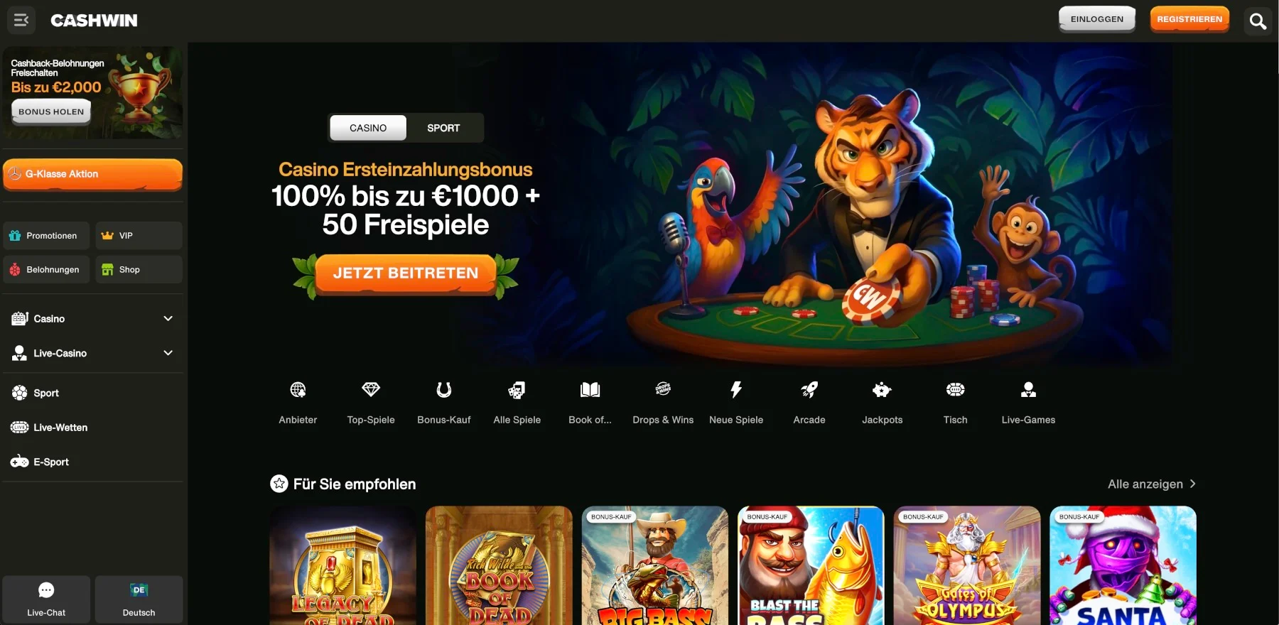 Cashwin Casino Bonus