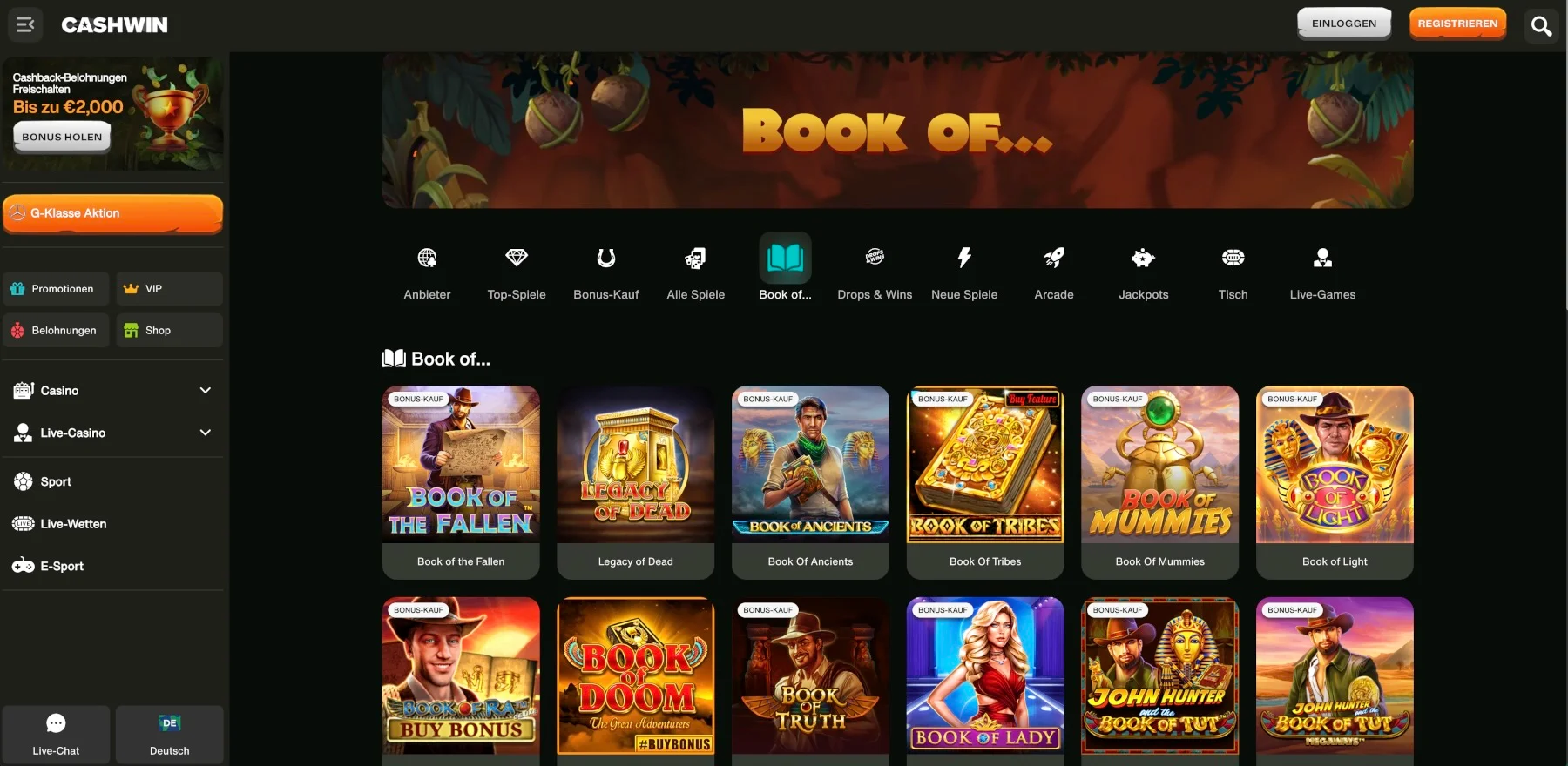 Cashwin Casino Book of